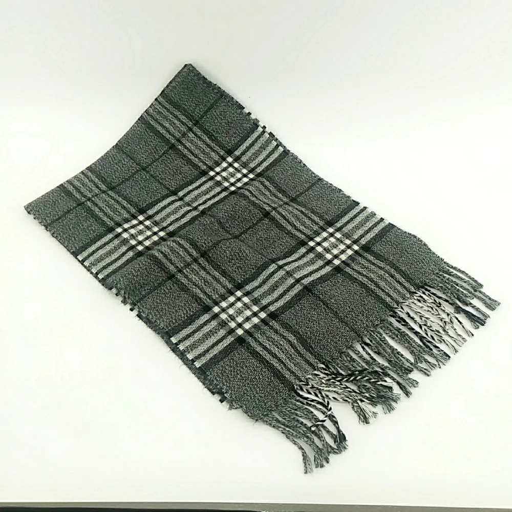 ⭐3/$30 Plaid Scarf Black Gray White Fringe